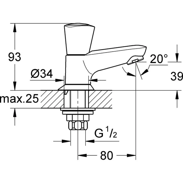 Toiletkraan - HBS24 - Hbs00024 1t - HBS00024