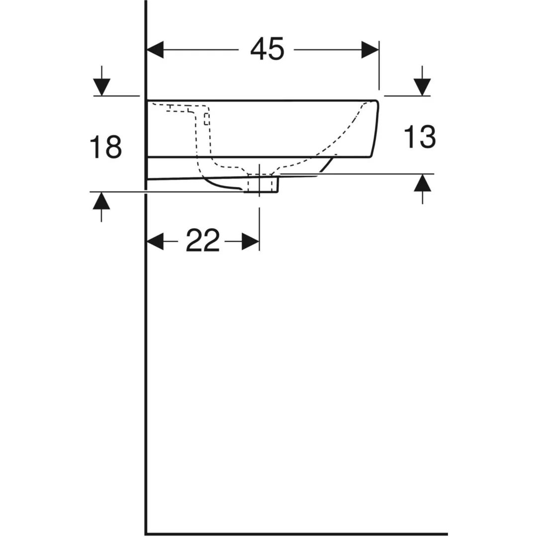 Wastafel badkamer 60cm met kraangat en overloop - HBS42 - Hbs00042 2 - HBS00042