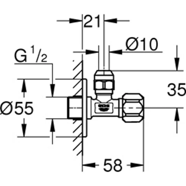 Hoekstopkraan knel 1/2 x 3/8 chroom | HBS89 - Hbs00089 1 - HBS00089