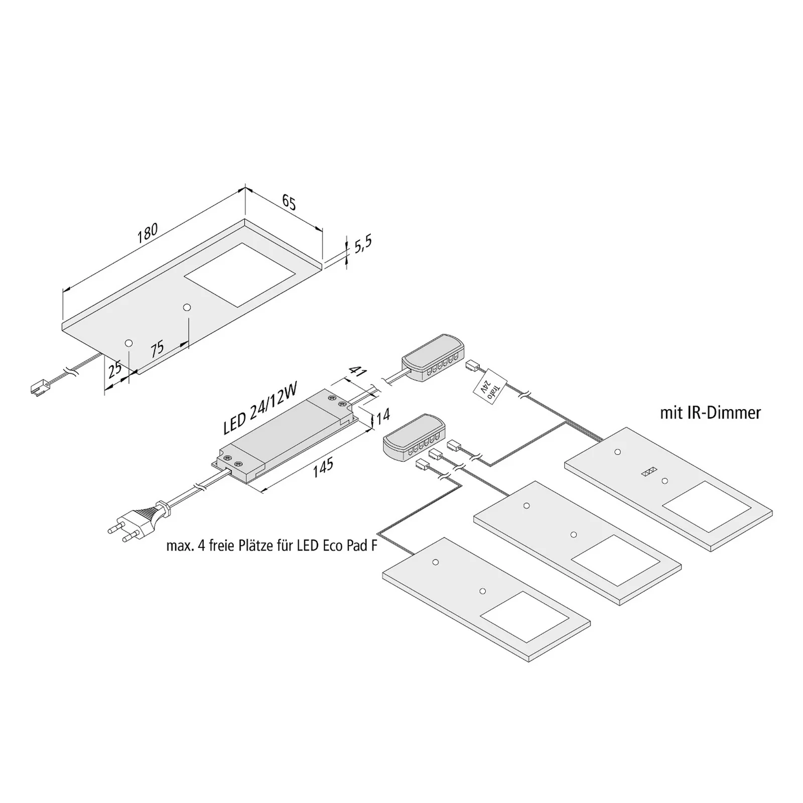 Onderbouw verlichting 3000K aluminium Set van 3 met touch bediening Dimbaar - HBS137 - Hbs00137 1 - HBS00137